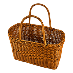 手工藤编织购物篮洗澡手提篮户外野餐篮买菜摘菜老式菜篮子收纳筐