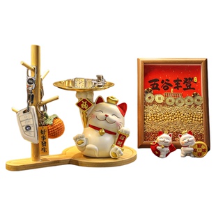 创意招财猫钥匙收纳玄关摆件入户鞋柜客厅装饰品新居入宅搬家礼物