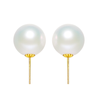 赛澳白花魁点位耳钉10-11mm18K金针正圆细微瑕四季款 8