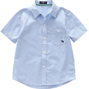 男童短袖衬衫夏季薄款棉质翻领新款儿童装学生演出服半袖衬衣