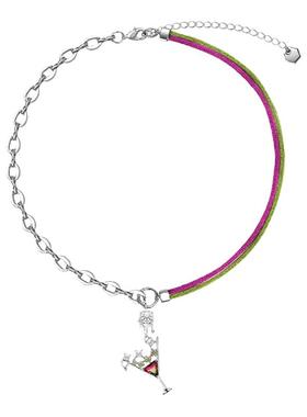 黑鱼岛银色拼接酒杯项链