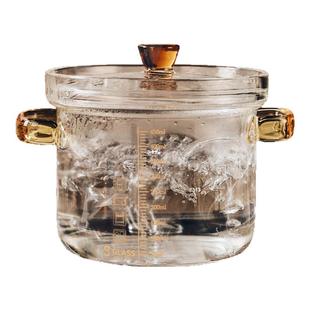 高硼硅玻璃炖锅炖汤家用透明煮锅燃气明火耐高温小瓦罐迷你汤锅碗