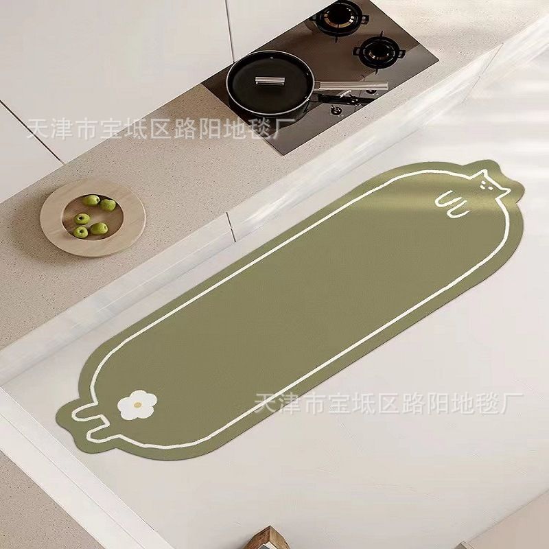 卡通厨房地垫长条现代家用防滑垫防水防油耐脏pvc可擦洗脚垫地毯