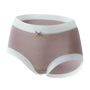 GOSO内裤女聚乳酸7A抗菌裆蕾丝边无痕舒适透气莫代尔女士三角裤