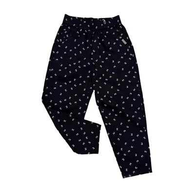 松紧腰韩版水洗棉八分裤显瘦印花