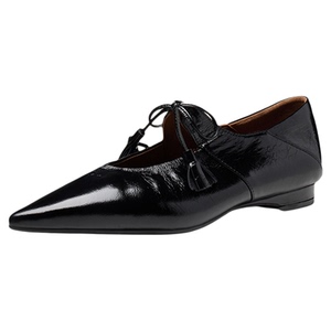 色非真皮浅口单鞋女2026新款春季英伦风尖头平底鞋软底不累脚女鞋