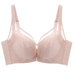 依曼丽红色内衣女小胸聚拢蕾丝乳胶模杯性感聚拢收副乳调整型文胸