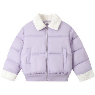 安奈儿童装女童短款羽绒服冬甜美三防保暖可爱弹力