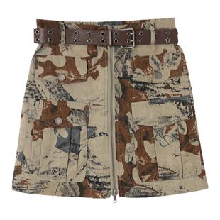 西町村屋迷彩工装短款A字裙女夏季新款休闲酷感半身裙AB9410012
