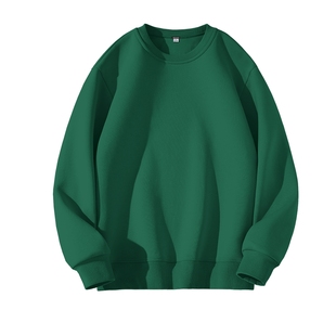 GV真维斯墨绿色宽松卫衣男春季重磅圆领套头衫男士薄款无帽上衣A