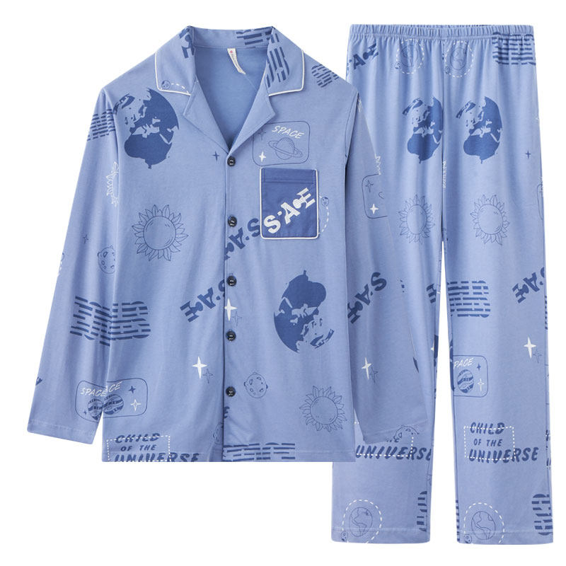芬腾纯棉睡衣男士春夏长袖家居服