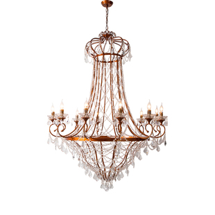 饰中晓楚 美式复式楼客厅大吊灯法式别墅挑空大厅楼梯复古水晶灯