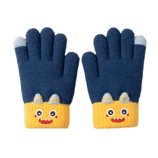 中大童男童手套小学生冬天加厚保暖针织五指防寒户外骑车儿童分指