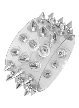 银色尖铆钉圆形垫片透明朋克手链