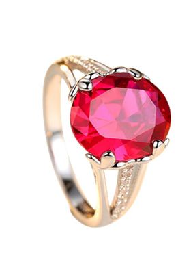 925纯银镀18k白金红宝石戒指石榴石银指环女贵重宝石彩色宝石珠宝