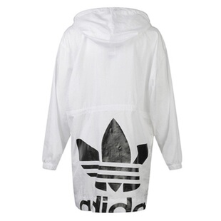 adidas三叶草女中长款单层薄款连帽防晒外套皮肤衣 ED4760 CQ2501
