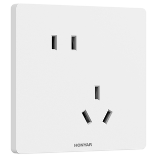 鸿雁开关插座奶油风哑光五孔插座多孔86型16A空调面板X5Pro菱花白