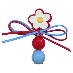 甜美红蓝花朵侧边发夹女蝴蝶结边夹前额刘海夹一字发卡鸭嘴夹发饰