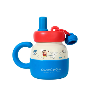 蜡笔小新卡通保温杯女2025新款学生水杯可爱吸管杯办公室大肚杯