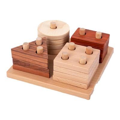 蒙氏几何形状套柱益智积木