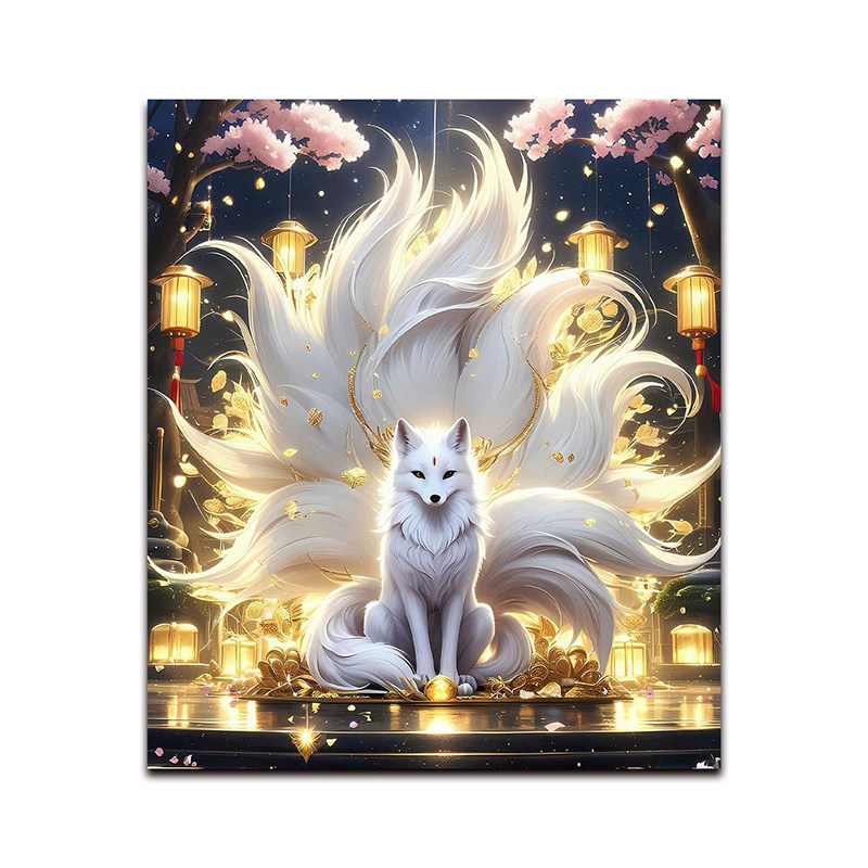九尾灵狐壁画玄关墙壁纸