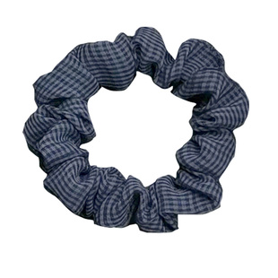 法式复古灰色格子大肠发圈2025年新款简约小肠发绳扎马尾发饰韩版