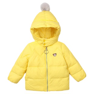 !女宝宝轻薄羽绒服95白鸭绒内胆软男女童婴幼儿冬装连帽外套