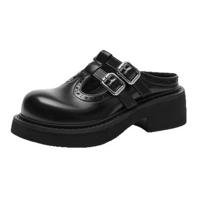 星期六英伦甜美厚底包头拖鞋女