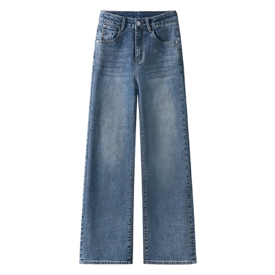 都市丽人加绒牛仔裤加厚阔腿裤子