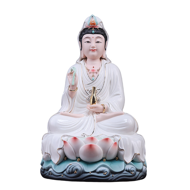陶瓷宝相观音菩萨佛像摆件供奉