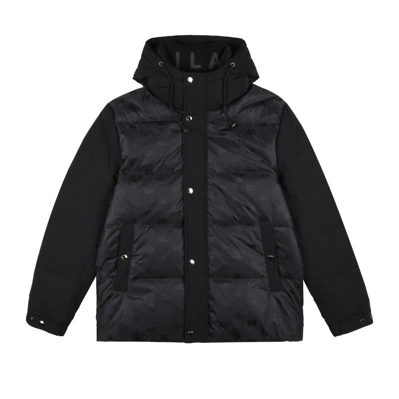 古劳秋冬连帽满身花字母羽绒服男