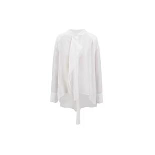 EAR RAE 单穿也出彩 飘带时髦设计圆领气质宽松垂坠百搭长袖衬衣