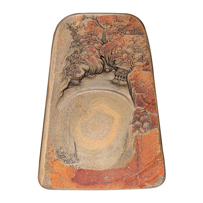 非遗歙砚石壁秋妆老坑鱼籽金晕