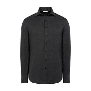 SUITSUPPLY深灰色埃及棉法兰绒男士衬衫经典