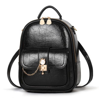 简约软皮质双肩包百搭通勤小背包