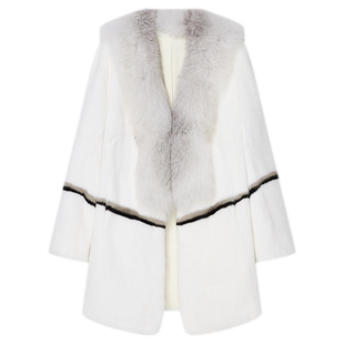 Goodland美地女装冬季时尚千金风狐狸毛领水貂毛皮真皮皮草