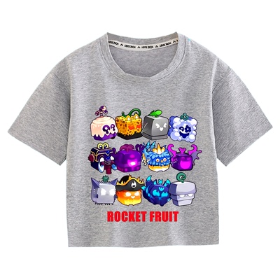 blox fruits衣服游戏水果豹纹盒子男女童T恤夏季儿童短袖打底上衣