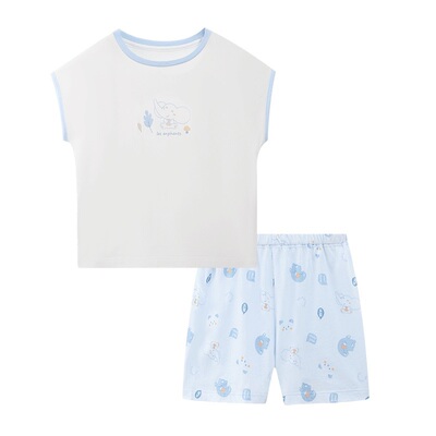 【天丝】丽婴房儿童内衣套装夏季短袖家居服男童女童空调服睡衣