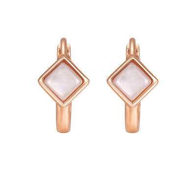 明牌珠宝18K金贝壳镶嵌耳环