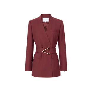 TieForHer安可拉红古法金塔扣束腰修身职场通勤高智女士西装上衣