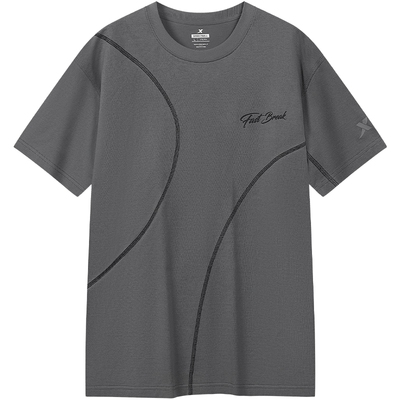 特步短袖男2025夏季新款纯棉半袖篮球运动上衣宽松短T恤体恤男装