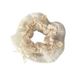 法式蕾丝花朵大肠发圈女双层刺绣扎头发绳网红头绳爆款扎马尾头饰