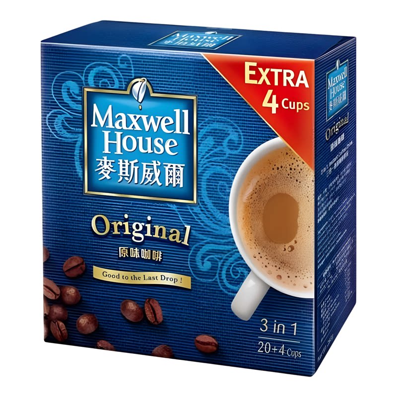 MAXWELL HOUSE麦斯威尔 三合一即溶咖啡原味20+4包装速溶即冲咖啡