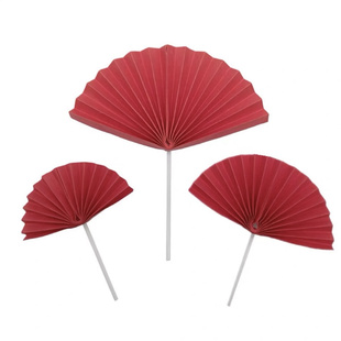 中国风半圆折扇太阳花生日蛋糕装饰品插件网红祝寿大红色扇子插牌