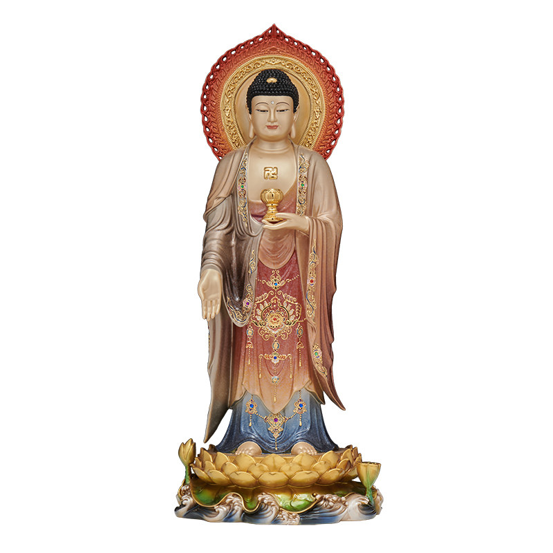 西方三圣佛像观音大势至铜像