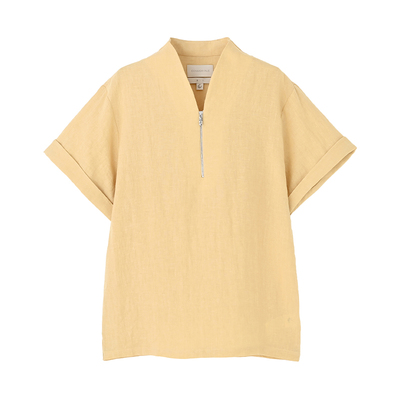 新中式禅意短袖t恤亚麻翻领衬衫
