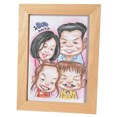 似颜绘手绘肖像画一家四口真人照片转卡通漫画全家福卡通头像定制