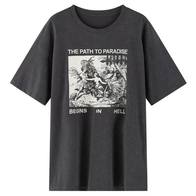 做旧薄款纯棉宽松短袖