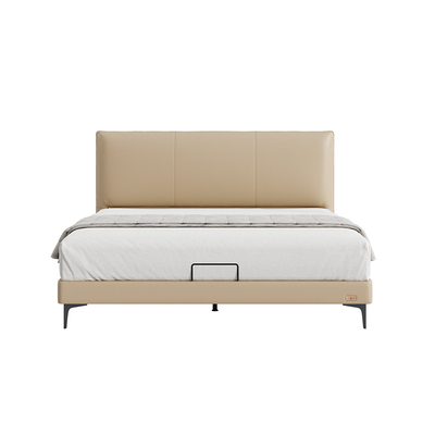 龙凤头层牛皮实木框架大床