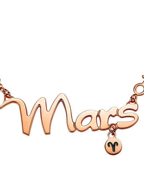 玫瑰金钛钢十二星座防过敏锁骨链